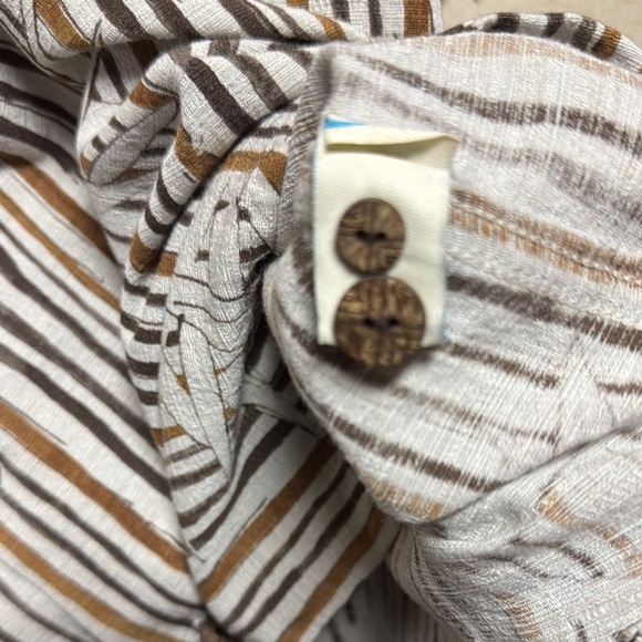 Caribbean silk blend Brown and White Men's Shirt tropical bamboo size XL - Picture 6 of 6